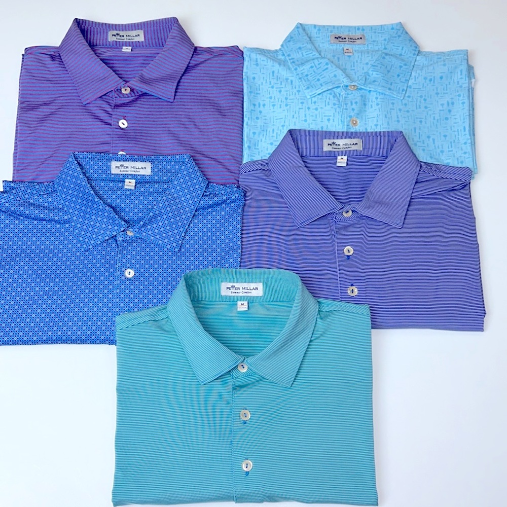 5 Peter Millar Summer Comfort Polos Size Medium